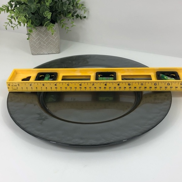 SET of 3 Pcs Pottery Barn 13”Shimmering Gray Tones Hammered Heavy Glass - Picture 11 of 15